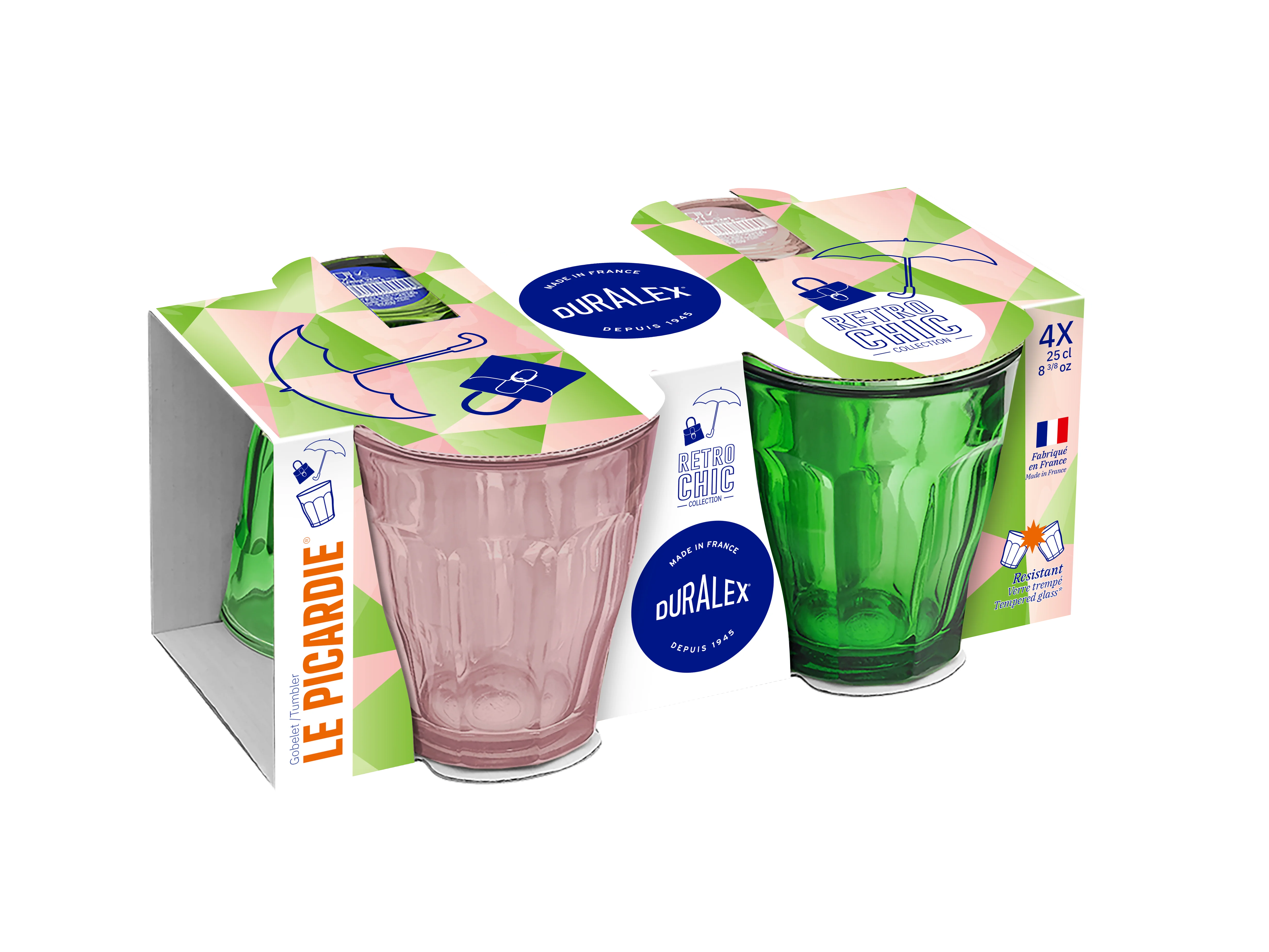 Le Picardie® Mix & Match Color Glass Tumbler Set 8.38oz - Set of 4